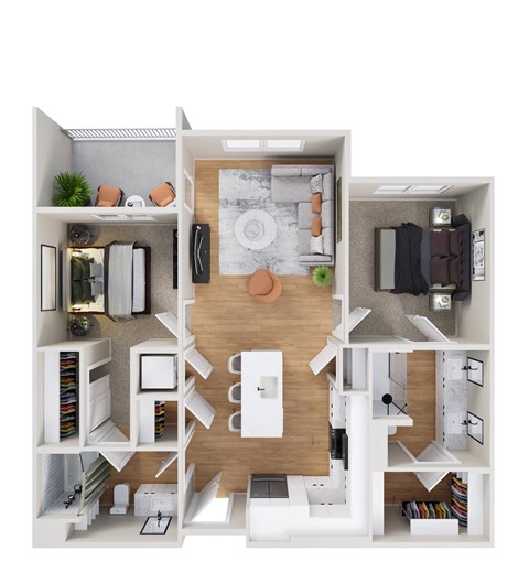 Floor plan for 2 beds, 2 baths, 1060 sqft